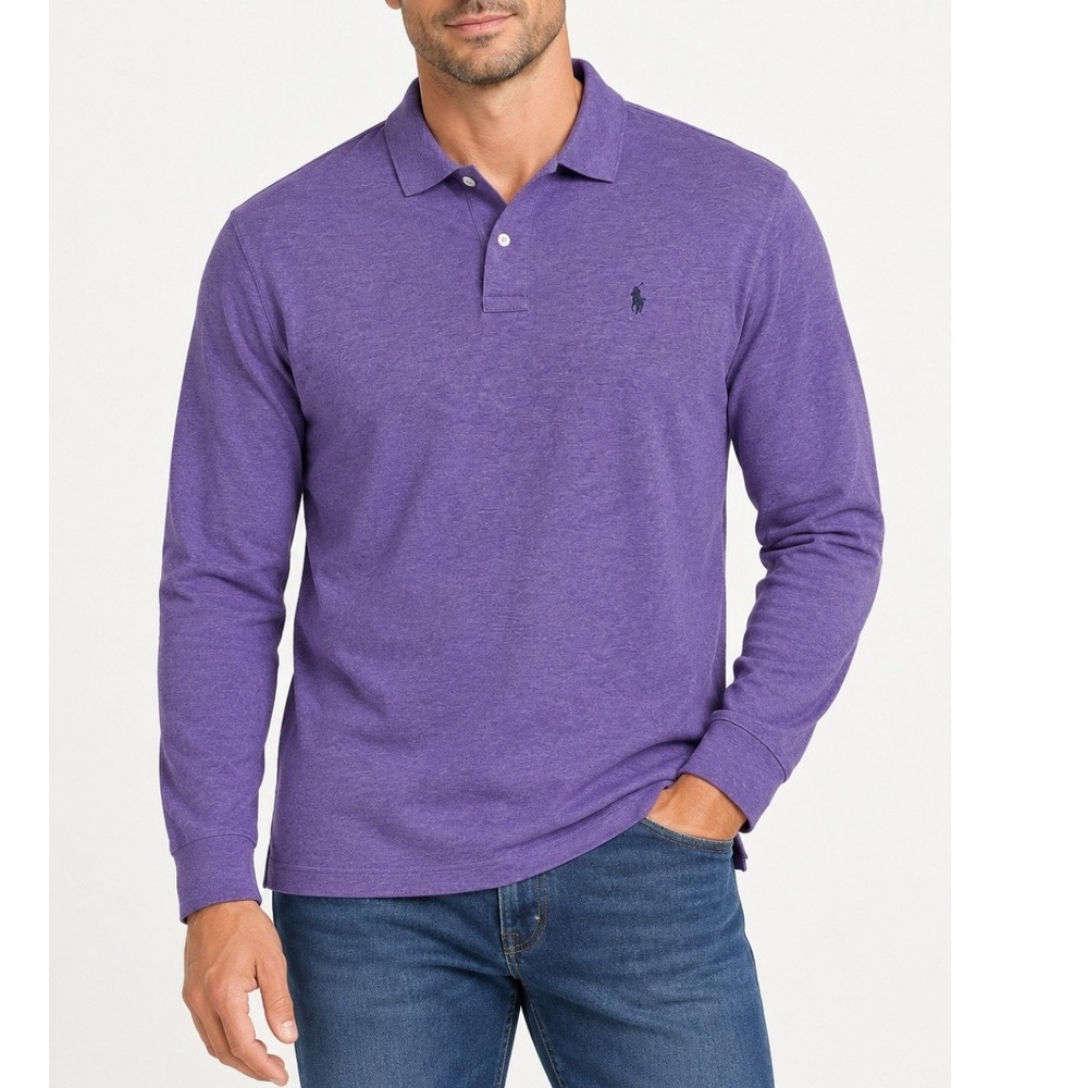 Polo Ralph Lauren Polo Shirt Mens XXL Purple Excellent Long Sleeve Cotton Pony